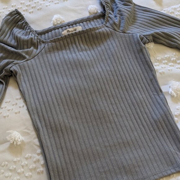 NWOT Ribbed Square Neck Long Sleeve Top by Madewell - Picture 1 of 4